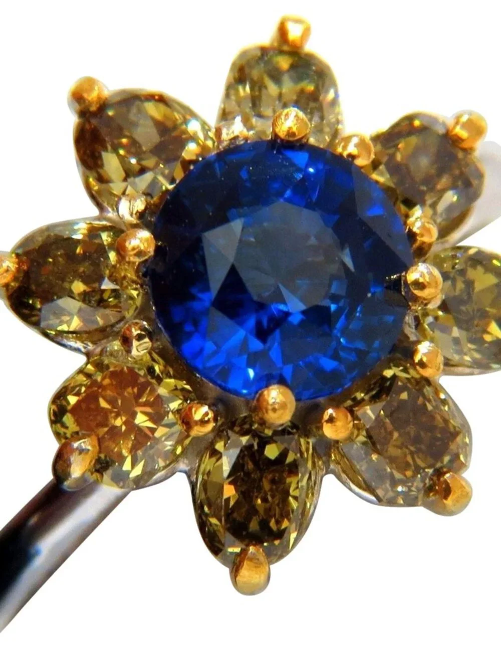 GIA Certified 1.58ct Natural Blue Sapphire Diamonds ring 14kt 10271*